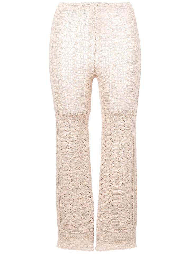 Alberta Ferretti Cropped Knitted Trousers - Neutrals