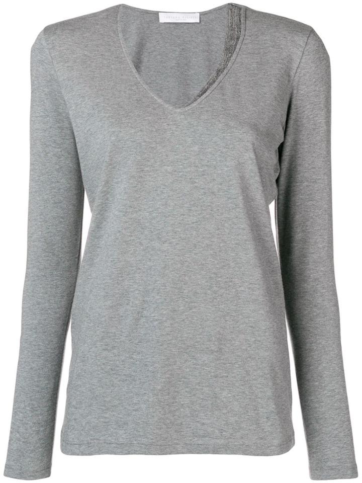 Fabiana Filippi V-neck Embellished Top - Grey