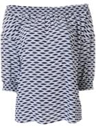 Michael Michael Kors Off-the-shoulder Optical-print Blouse - Blue