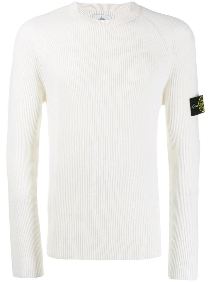 Stone Island Ribbed Jumper - White