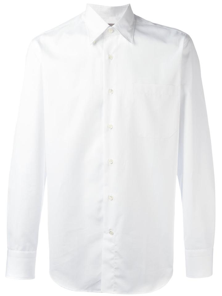 Canali Buttoned Down Collar Shirt, Men's, Size: 40, White, Cotton