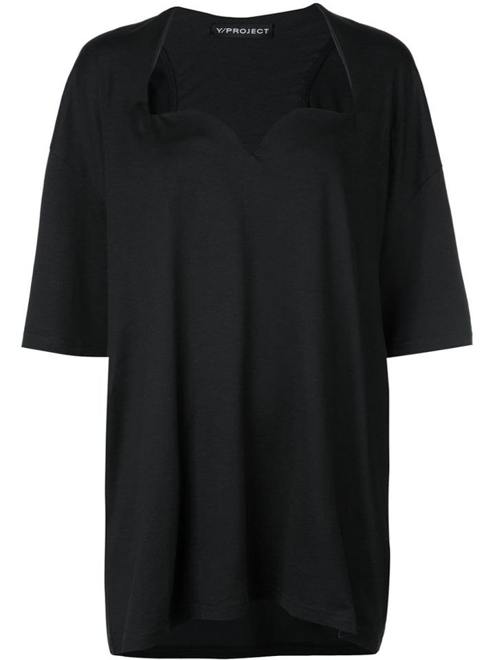 Y/project Sweetheart Neckline Top - Black