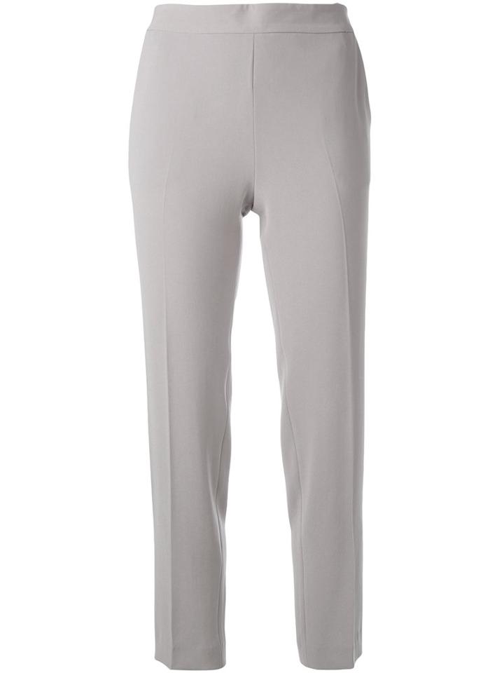 Alberto Biani - Straight Cropped Trousers - Women - Polyester/triacetate - 44, Women's, Nude/neutrals, Polyester/triacetate