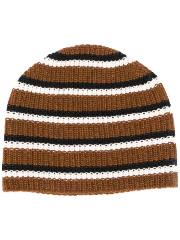 Plan C Striped Beanie - Brown