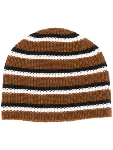 Plan C Striped Beanie - Brown
