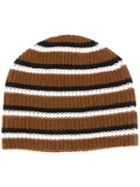 Plan C Striped Beanie - Brown