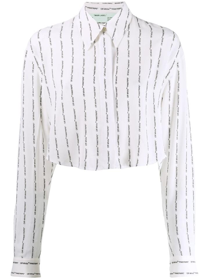 Off-white Cropped Logo Print Shirt