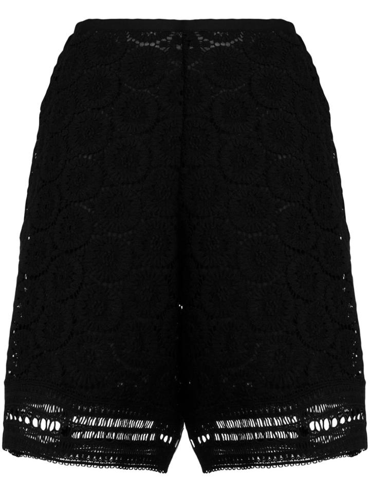 See By Chloé Crochet High Waist Shorts - Black
