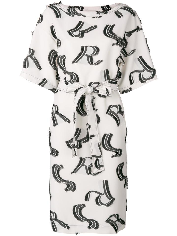 Sonia Rykiel Printed Tie Waist Dress - White