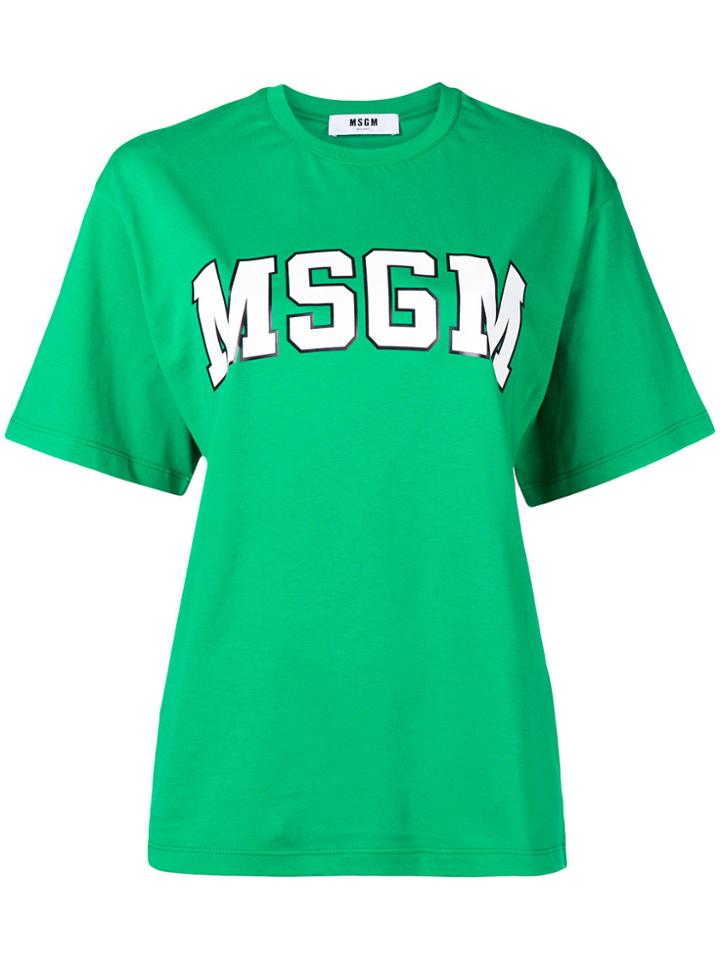 Msgm Oversized Logo T-shirt - Green