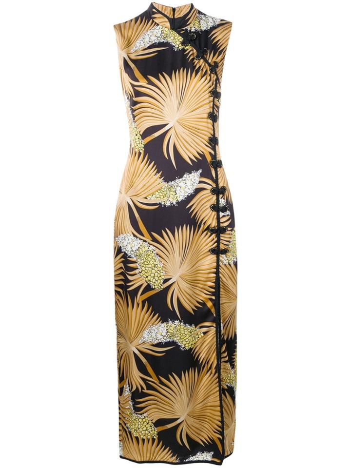 De La Vali Palm Print Dress - Neutrals