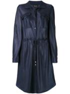Giorgio Armani - Drawstring Shirt Dress - Women - Polyamide - 44, Blue, Polyamide