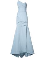 Monique Lhuillier - Wrap Detail Gown - Women - Silk - 14, Blue, Silk