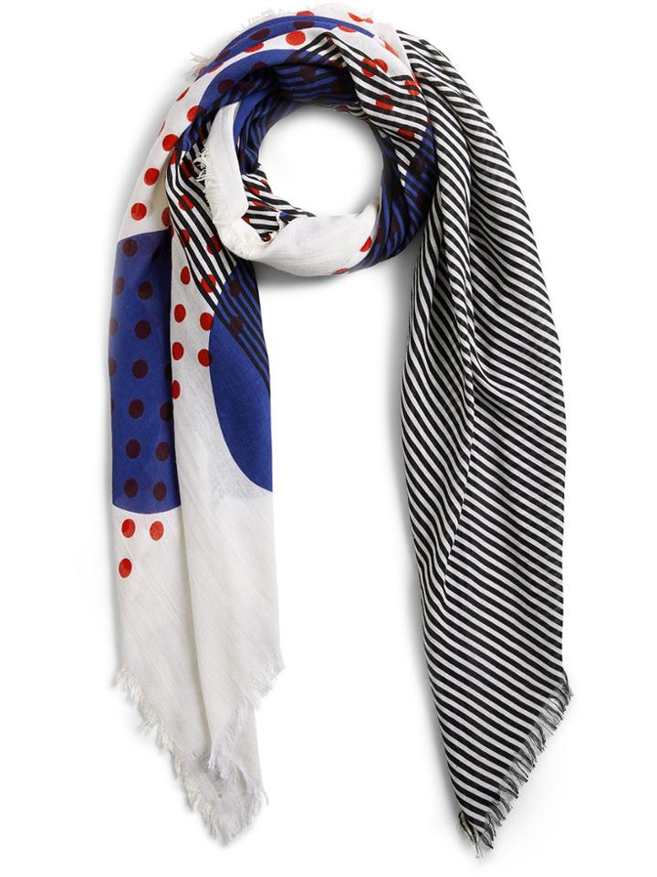 Burberry Stripe And Dot Print Scarf - Blue