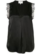 3.1 Phillip Lim Lace Trim V-neck Tank - Black