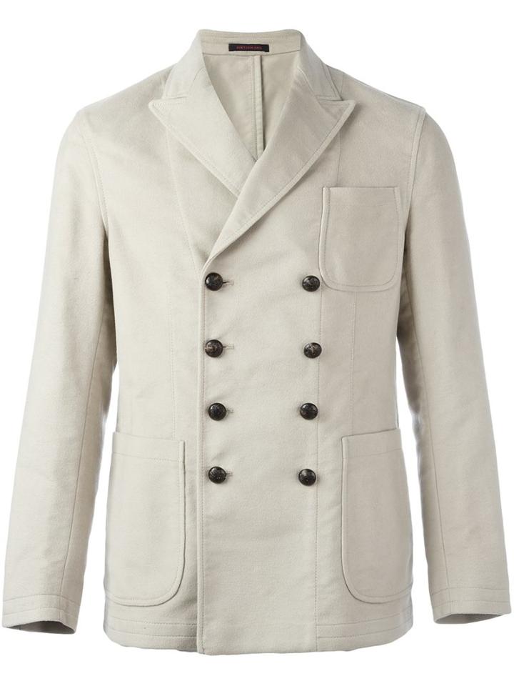 The Gigi Peaked Lapels Double-breasted Blazer, Men's, Size: 46, Nude/neutrals, Cotton/cupro