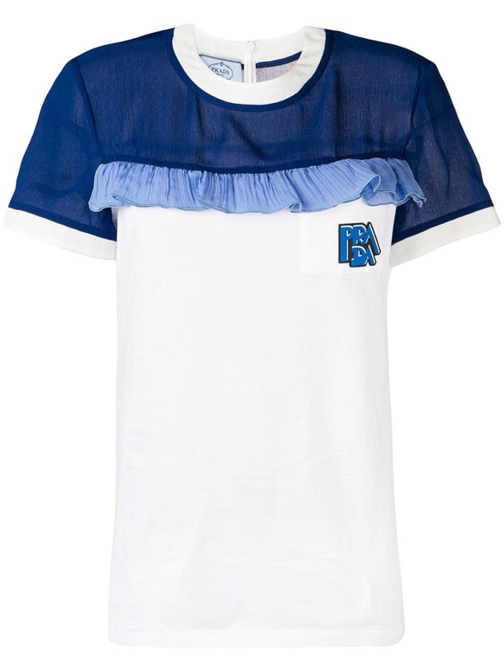Prada T-shirt With Ruffle Detail - White