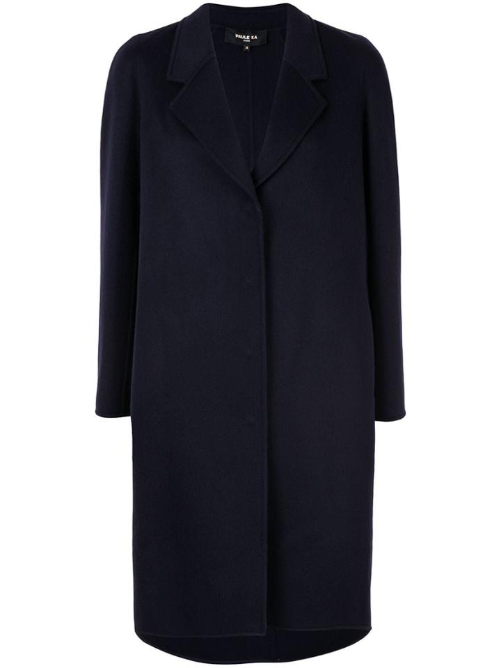 Paule Ka Bow Belted Wool Coat - Blue