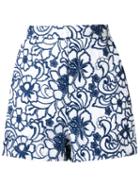 Martha Medeiros Floral Lace Tammy Shorts, Women's, Size: 36, Blue, Silk/polyester