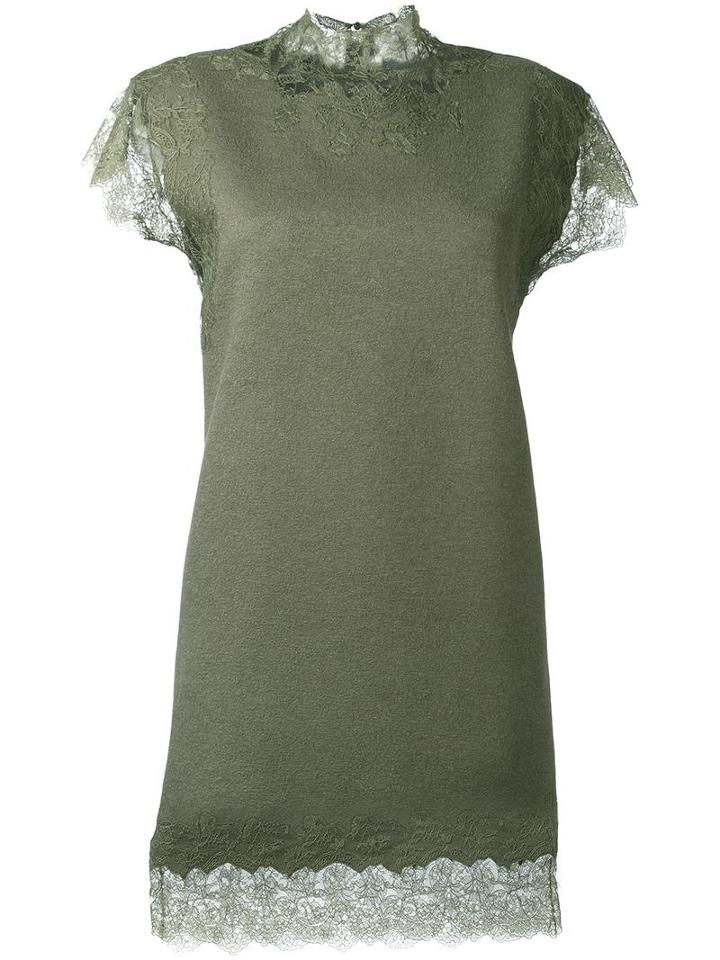 Ermanno Scervino Lace Detailing Dress, Women's, Size: 38, Green, Linen/flax/cashmere/wool/polyamide