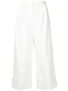 Tibi Anson Stretch Cuffed Tuxedo Pant - White