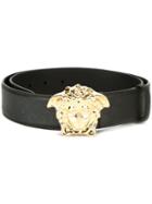 Versace 'palazzo Medusa' Belt, Men's, Size: 90, Black, Calf Leather/metal