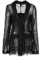 Vera Wang Sheer Lace Fitted Jacket - Black