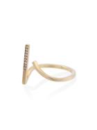 Kova Yellow Gold Open Gap Ring With White Diamonds - Metallic