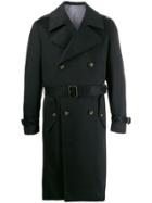 Lardini Double-breasted Belted Coat - Black