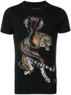 Philipp Plein Serpent Tiger Embellished T-shirt - Black