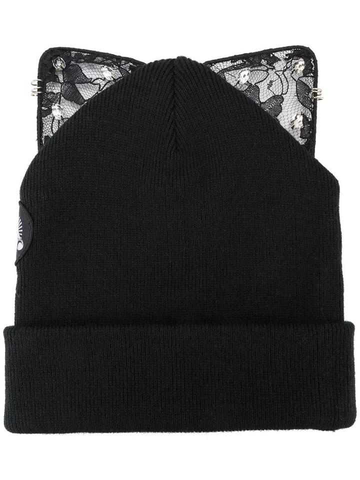 Silver Spoon Attire Bad Kitty Embellished Beanie, Women's, Black, Acrylic