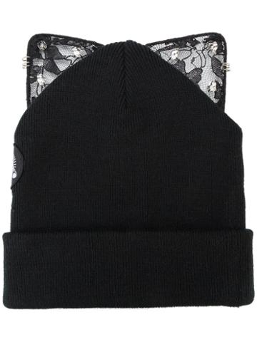 Silver Spoon Attire Bad Kitty Embellished Beanie, Women's, Black, Acrylic