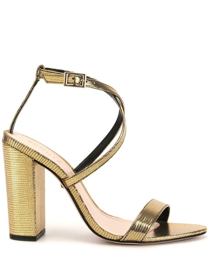 Schutz Lezard Metal Sandals - Gold