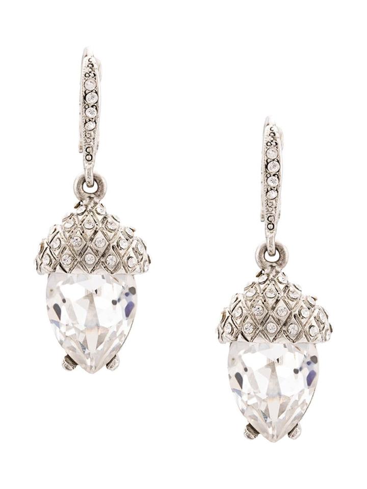 Oscar De La Renta Runway Pave Acorn Drop Earrings - Silver