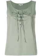 Yves Saint Laurent Vintage Lace-up Front Sleeveless Top - Green