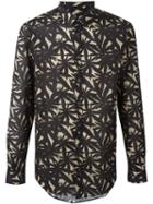 Msgm Hemp Leaf Print Shirt, Men's, Size: 39, Black, Cotton