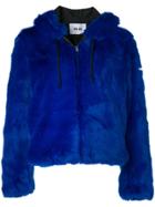 Msgm Faux Fur Hooded Jacket - Blue