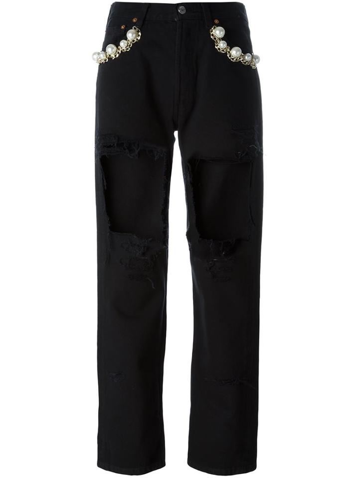 Forte Couture Cut-out Cropped Jeans, Women's, Size: 27, Black, Cotton