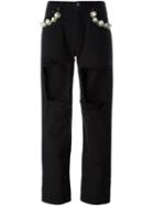 Forte Couture Cut-out Cropped Jeans, Women's, Size: 27, Black, Cotton