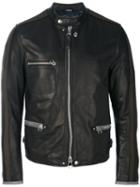 Lanvin - Collarless Biker Jacket - Men - Cotton/calf Leather/polyester/virgin Wool - 52, Black, Cotton/calf Leather/polyester/virgin Wool