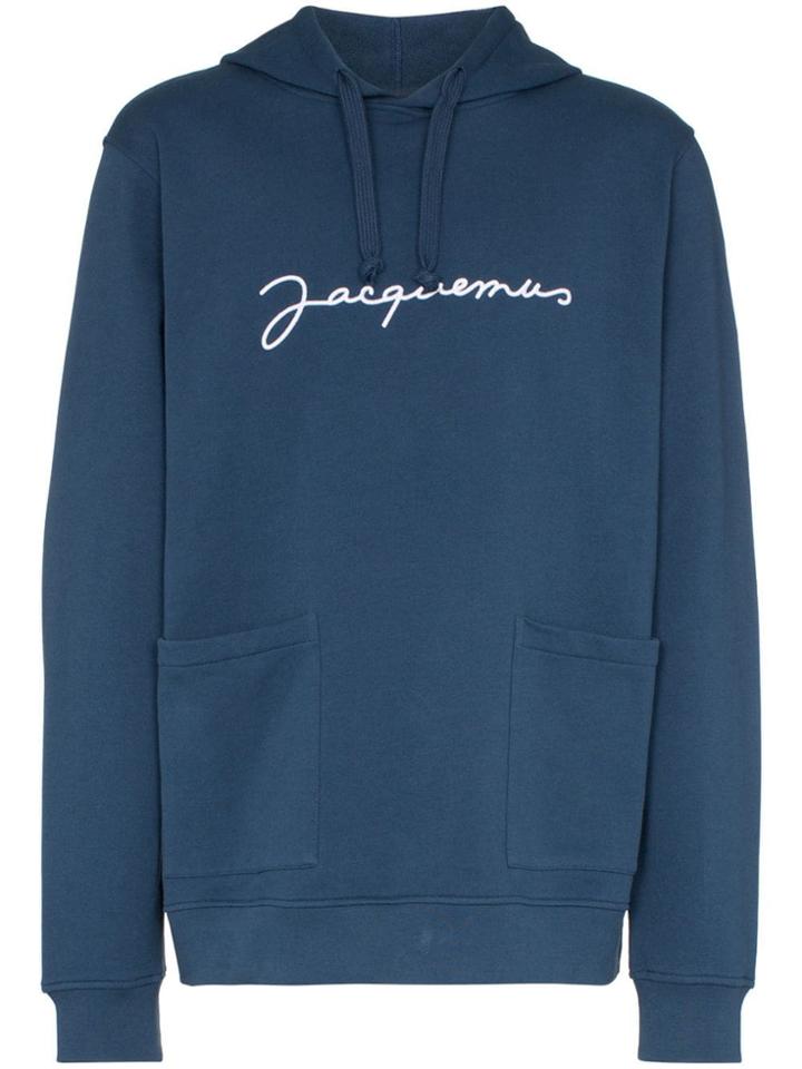 Jacquemus Logo Cotton Hoodie - Blue