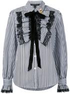 Marc Jacobs Ruffle Placket Striped Shirt - Black