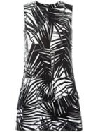 Marc Jacobs Leaf Print Flared Dress, Women's, Size: 6, Black, Cotton