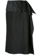 Issey Miyake - Draped Detail Pleated Skirt - Women - Polyester - 2, Women's, Black, Polyester