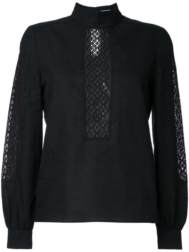 Vilshenko Lace Panel Shirt, Women's, Size: 8, Black, Cotton