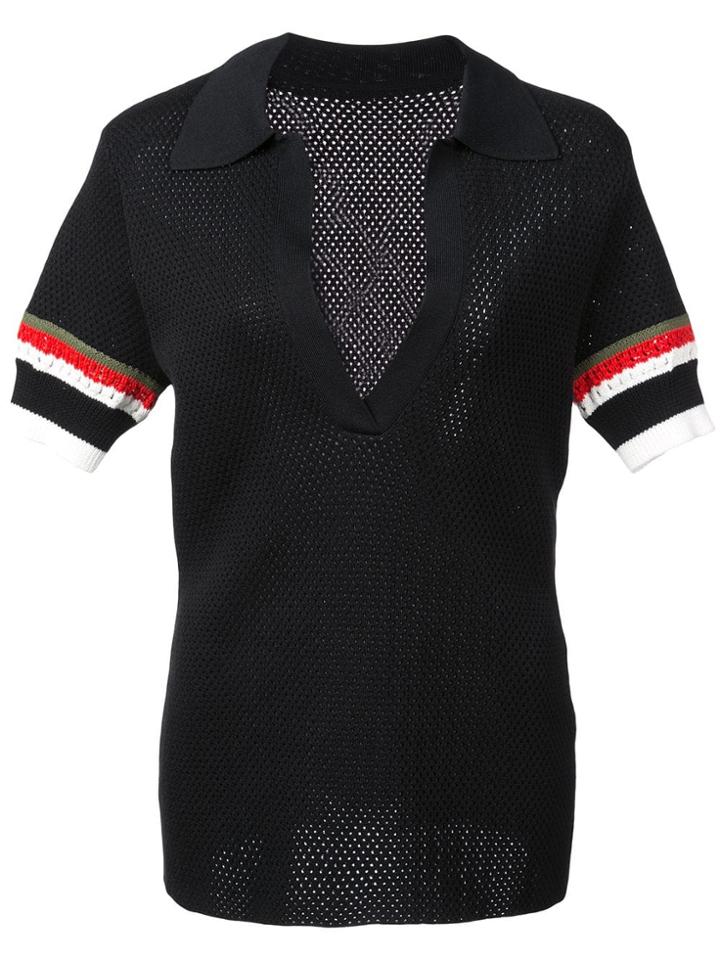 Proenza Schouler Pswl Stripe Knit Polo - Black