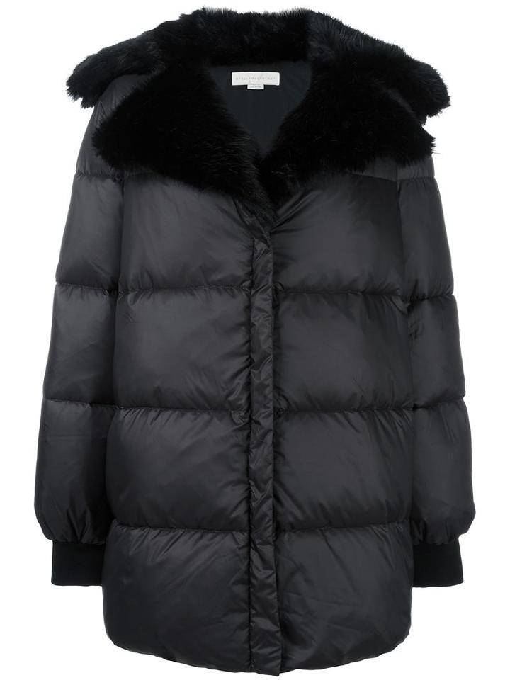 Stella Mccartney Oversized Faux-fur Padded Coat, Women's, Size: 38, Black, Polyamide/modacrylic/wool/polyester
