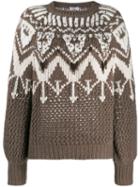 Brunello Cucinelli Embellished Chunky Knit Sweater - Brown