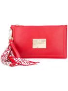 Love Moschino Scarf Detail Clutch, Women's, Red, Polyurethane