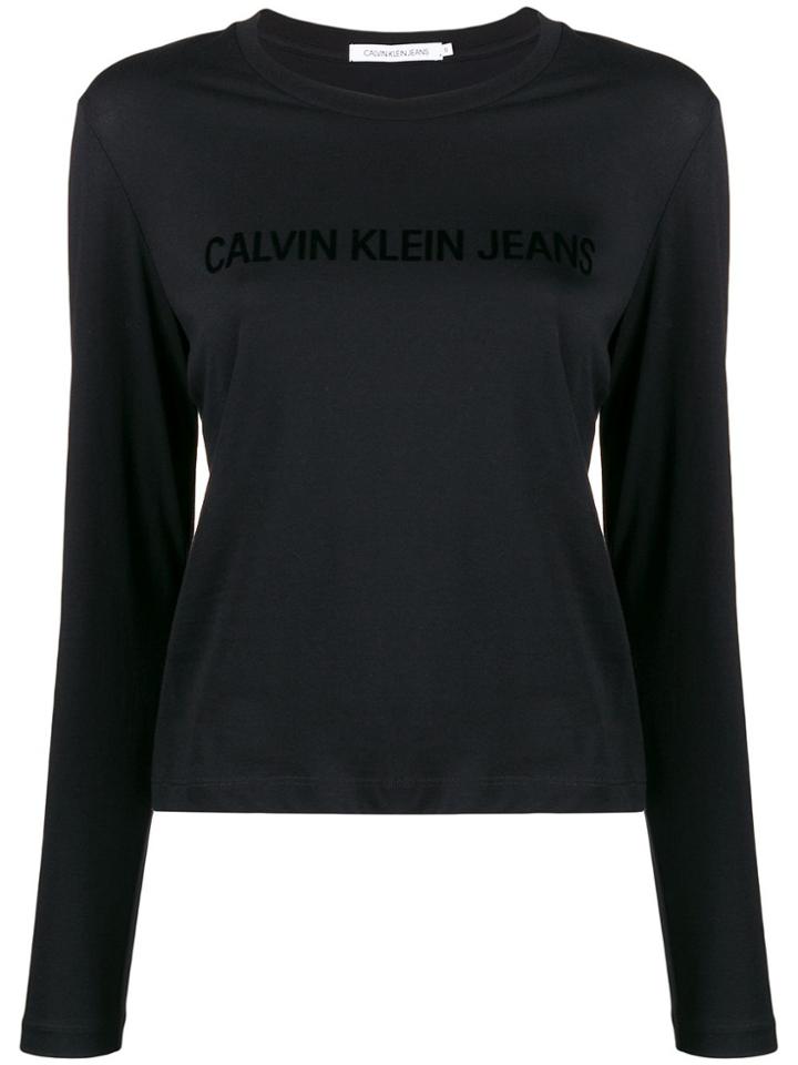 Calvin Klein Jeans Logo Long Sleeve Top - Black